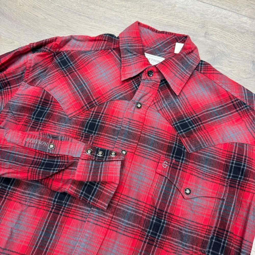 Stetson Multicolor Plaid Pearl Snap Shirt Men's Sz S L/S Western Cowboy FAIR